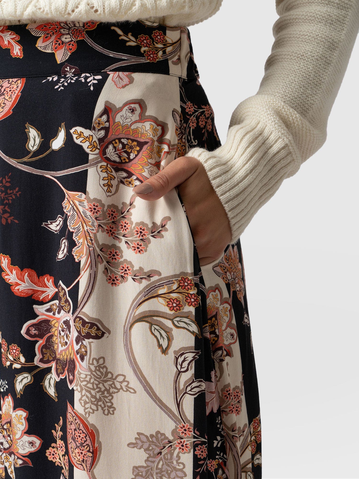 Marina Midi Skirt - Paisley Stripe